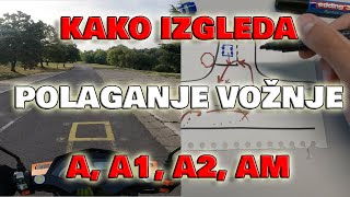 Kako izgleda polaganje vožnje za motor A A1 A2 AM Poligon vožnja kroz grad i još par detalja [upl. by Tennes588]