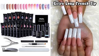 EXTRA LONG FRENCH POLYGEL SET VERY AFFORDABLE HUGE POLYGEL KIT  Nail Tutorial For Beginners [upl. by Sucitivel]