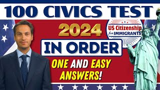 NEW 100 Civics Questions and Answers In Order US Citizenship Interview 2024  One amp Easy Answers [upl. by Anecusa]