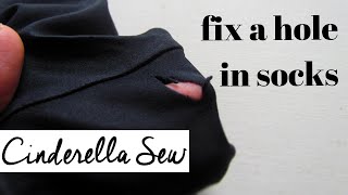 How To Fix a Hole in Your Sock  Easy way to repair holes in socks  No darning [upl. by Karilla109]