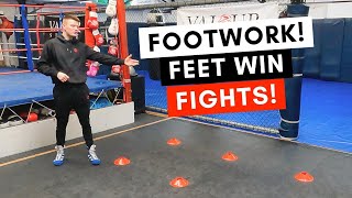 FOOTWORK DRILLS 👣 Footwork training for boxing kickboxing mma combat sports 🥊 🦅 [upl. by Cud]