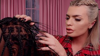 ASMR playing with your box braids amp oiling your itchy scalp 💜 hair play roleplay [upl. by Goodrow]