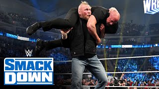 Brock Lesnar decimates Roman Reigns’ security ambush SmackDown Feb 25 2022 [upl. by Tenej595]