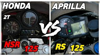 Honda NSR 125 vs Aprilia rs 125 2t acceleration comparison top speed sounds 2t like [upl. by Amabelle787]