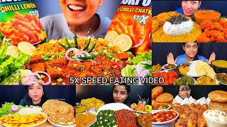 EATING SPICY PANEER FRIED RICE TANDOORI GOBI PAKODADAL CHAWALSEMIYA PAYESAMCHIPSBIG BITESASMR [upl. by Orson861]