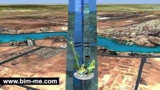 Construction Simulation Crane Kingdom Tower Jeddah [upl. by Faux685]