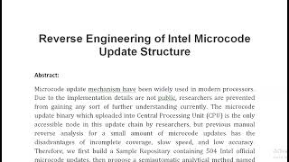 Reverse Engineering of Intel Microcode Update Structure [upl. by Lear961]