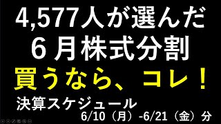 ６月の株式分割と決算スケジュール。荏原製作所、日立製作所、アシックス、豊田通商、三井物産の決算と株価。～あす上がる株。最新の日本株での株式投資。高配当株やデイトレ情報も ～ [upl. by Cheadle]