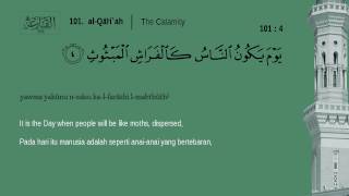 Juz Amma  101 AlQariah  Mishary Rashid Alafasy English Indonesian translation [upl. by Ivor289]