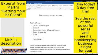 Getting your first bookkeeping client An excerpt from Marks 4 part series [upl. by Amled]