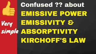 RADIATION 04  Emissive power and Emissivity Absorptive power Kirchhoffs law of thermal radiation [upl. by Odraccir]