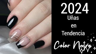 UÑAS NEGRAS 2024DISEÑOS PARA INSPIRACIÓN 💅uñasdemoda diseñosdeuñas nailart uñss2024tendencias [upl. by Otrebile603]