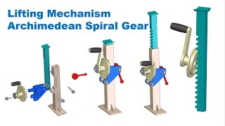 Lifting Mechanism using Archimed Spiral Gear  Mechanical Mechanism Animation [upl. by Schlosser766]