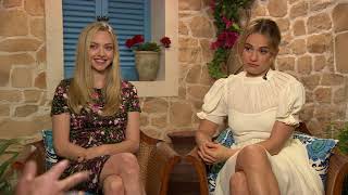 Lily James Amanda Seyfried Mamma Mia Here We go again interview [upl. by Hollinger]