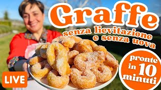 GRAFFE DI CARNEVALE PRONTE IN 10 MINUTI 🥳 Senza Lievitazione e Senza Uova  Ricetta in Diretta [upl. by Skier]