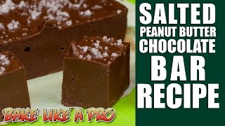 2 INGREDIENT FUDGE   Salted Peanut Butter Chocolate Bar Recipe [upl. by Dynah]