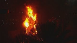 Las Fallas Hundreds of sculptures burn during Valencia festival [upl. by Yerocaj]