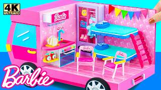 How to Make Barbie Dream Camper  Car House with Bunk Bed DIY Accessories Set from Cardboard Clay [upl. by Lleddaw]