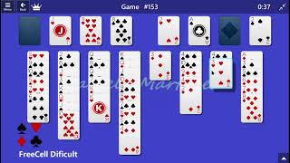 FreeCell  Game 153  Microsoft Solitaire Collection  Difficult [upl. by Zela]