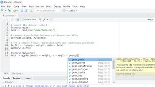 How to plot a linear regression model with ggplot in RStudio  R for Data Science [upl. by Atteuqcaj]