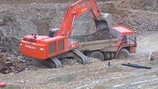 Hitachi Zaxis 870 LCH excavator loading blasted rock part 2 [upl. by Buerger40]