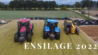 Tassage du silo à 3 machines agricoles  Ensilage de maïs 2022 [upl. by Reyotal]