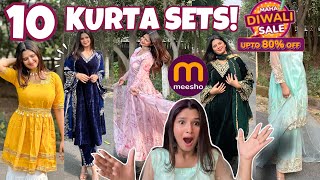 HUGE Meesho Kurta Sets Haul😍💕Upto 80 Off  Maha Diwali Sale Haul Try On Haul  Rupal Yadav [upl. by Harri789]