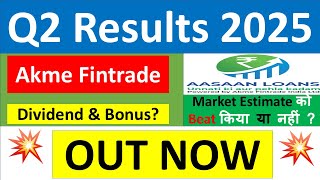 AKME FINTRADE Q2 results 2025  AKME FINTRADE results today  AKME FINTRADE Share News  AFIL Share [upl. by Haig]