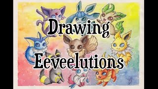 Speed Drawing Pokémon  EEVEE EVOLUTIONS  50000 Subscribers Special [upl. by Ynatirb]