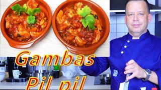 Gambas Al Pil Pil Knoblauch Scharf🌶️🍤 🍤 🍤 طبق القمرون أو الجمبري بصلصة حارة بالطماطم والثوم [upl. by Htennaj]