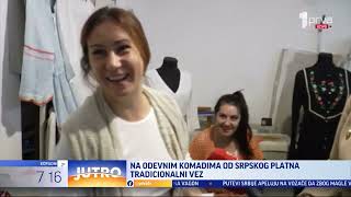 Prva TV  Sestre Milović iz Atenice vezu na platnu srpske motive jedan od ponela i Monika Beluči [upl. by Atnahs]