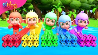 Five Little Monkeys Song  Colorful Monkeys  BluLoo Nursery Rhymes amp Kids Songs [upl. by Kcirdor]