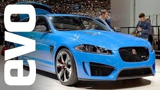 Jaguar XFRS Sportbrake at Geneva 2014  evo MOTOR SHOWS [upl. by Dulcinea173]