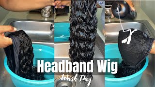 How To Wash Your Headband Wig︱Affordable Amazon Jerry Curl Texture Wig [upl. by Annoved]