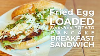 Fried Egg and Loaded Smashed Potato Pancake Breakfast Sandwich [upl. by Evanne258]