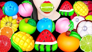 ASMR DIY FRUITS CAKE SOUR LEMON LIME 직접 만든 화과자 레몬 라임 수박화채 다양 과일 코하쿠토 무지개 EATING SOUNDS MUKBANG 먹방 [upl. by Augustus948]