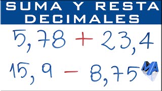 Suma y resta de números decimales [upl. by Amle]