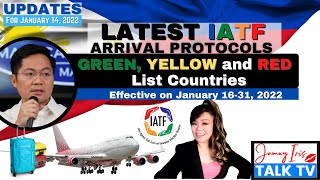 Latest IATF Arrival Protocols from January 16 to 31 2022  Updated Red Green and Yellow Countries [upl. by Pierson507]