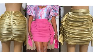 ruched skirt tutorial  cutting and sewing pleated skirtgathered skirt  not really for beginners [upl. by Laemaj]