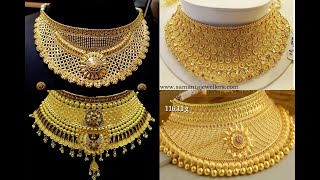 Light Weight Gold Choker Necklace Designs With Weight  Traditional amp Simple Gold Neck Choker women [upl. by Saihtam14]