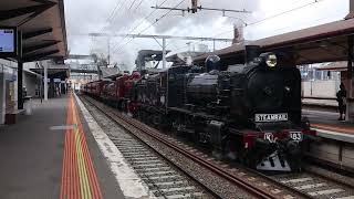 Clip Steamrail Shepparton Steam Weekend Transfer passes through North Melbourne [upl. by Rehptosirhc]