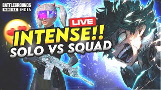 Intense Solo Vs Squad 🫡💦  BGMI LIVE  BHAVESHisLIVE [upl. by Dagmar673]