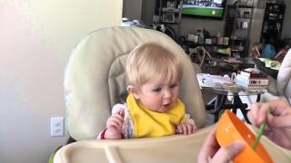 Baby Eats Pears for the First Time [upl. by Kenney]