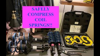 How to Safely Compress Vehicle Coil Springs With Macpherson Compressor  Subaru RalliTEK Springs [upl. by Os848]