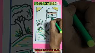 National Flag DrawingIndian flag drawingTricolour DrawingTriranga pataka drawingIndia art [upl. by Lina]