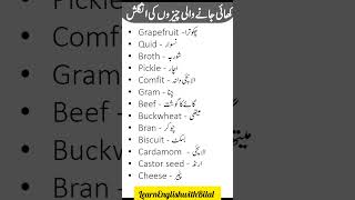 Name of Eatable Things in the English with Urdu Meanings picturevocabularywordsenglishvocabulary [upl. by Ecitnirp]