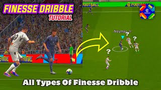 eFootball 2025 Mobile Finesse Dribble Tutorial • All Types of Finesse Dribble [upl. by Aynod886]