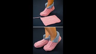 Simplest and fastest crochet slippers Everyone can do it Miarti🧶 [upl. by Bowles643]