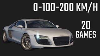 Audi R8 20062015  Acceleration in 20 Games [upl. by Celeski]