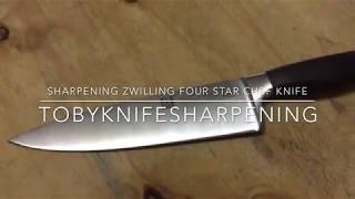 Sharpening Zwilling Four Star Chef Knife [upl. by Bernadene644]